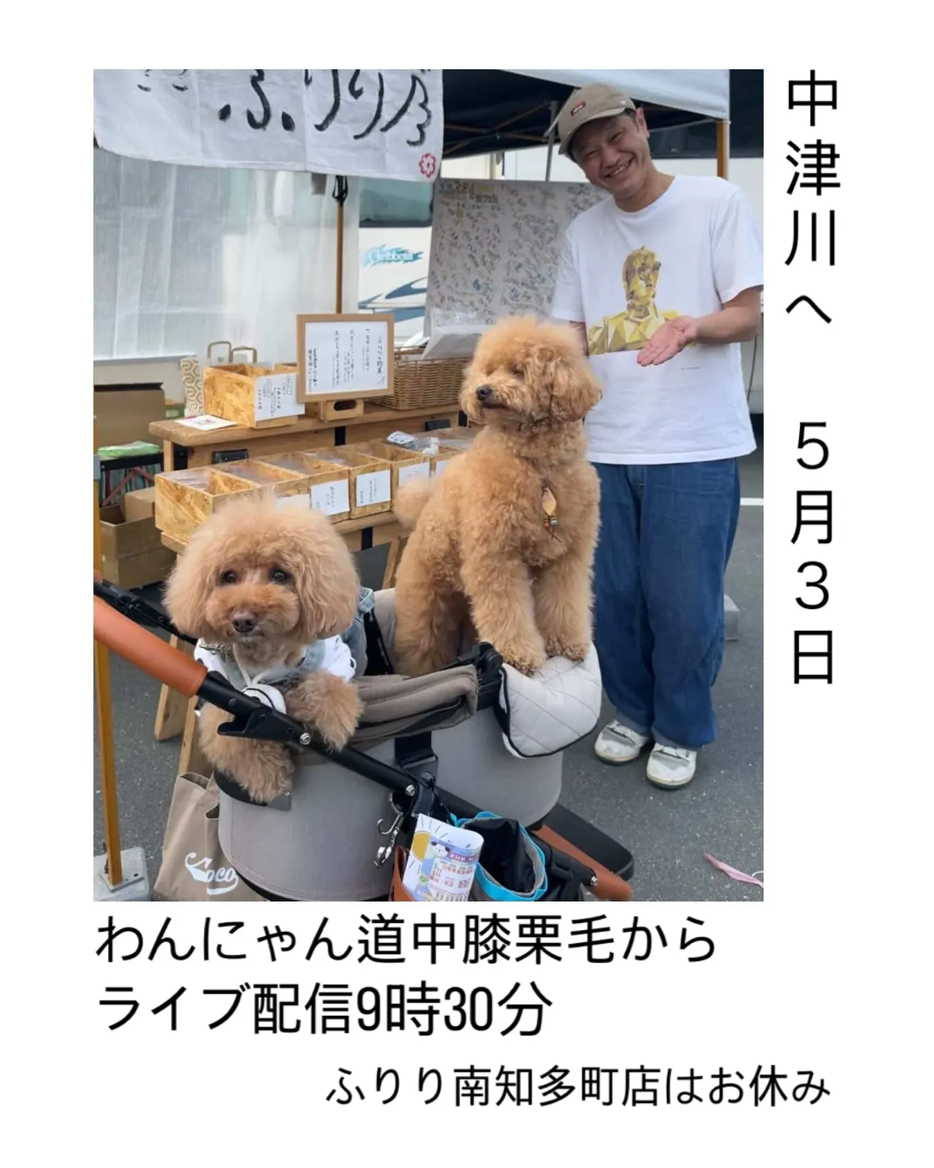 お久しぶりのライブ配信は、ふりりが、5月3日出店します。